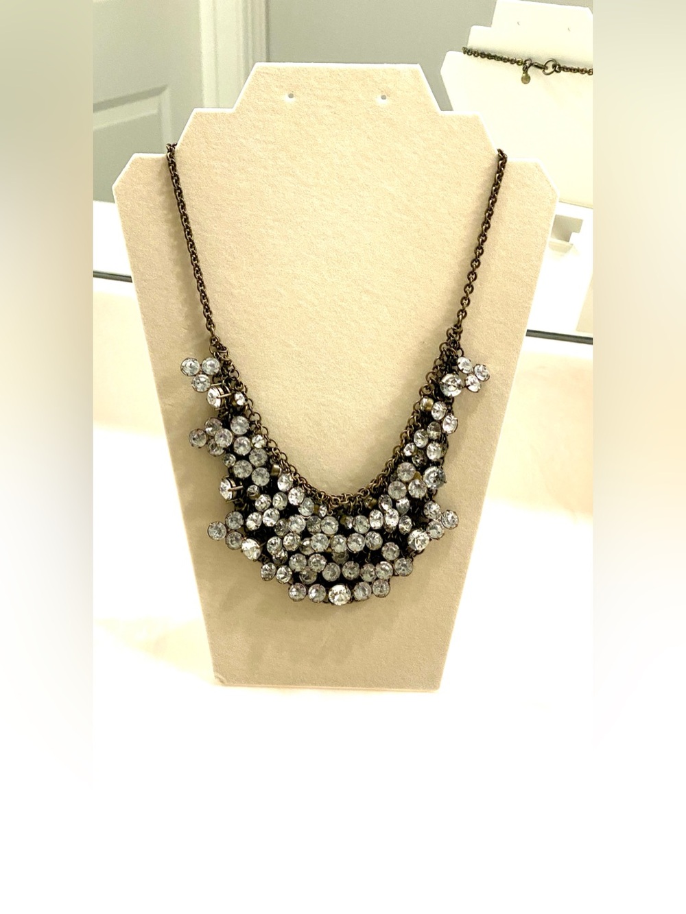 J. Crew Antique Gold-Tone Crystal Cluster Necklace